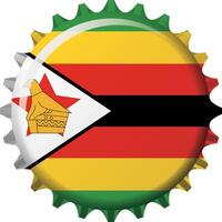 National flag of Zimbabwe on a bottle cap. Illustration vector