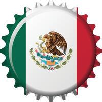 National flag of Mexico on a bottle cap. Illustration vector