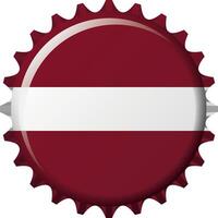 National flag of Latvia on a bottle cap. Illustration vector