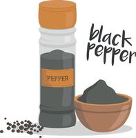 black pepper illustration isolated in cartoon style. Herbs and Species Series vector