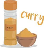 curry illustration isolated in cartoon style. Herbs and Species Series vector