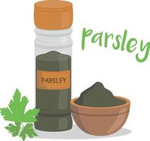 parsley illustration isolated in cartoon style. Herbs and Species Series vector
