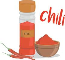 chili illustration isolated in cartoon style. Herbs and Species Series vector