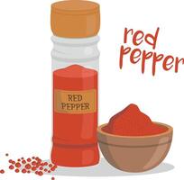 red pepper illustration isolated in cartoon style. Herbs and Species Series vector