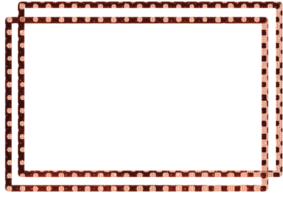 Polka Dots pattern, copper brown color rectangle intersect border frame isolated divided png