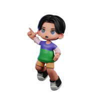 3d Cartoon Character in a Green Shirt and Yellow Shorts Doing Happy Jumping Pose png