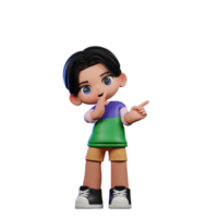 3d Cartoon Character in a Green Shirt and Yellow Shorts Whister to You Pose png