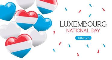 Luxembourg National Day. Banner with Luxembourg flags in the shape of a heart. Holiday illustration. vector