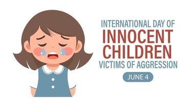 International Day of Innocent Children Victims of Aggression. Crying baby. Template, background, banner, card, poster vector