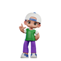 3d Cartoon Character of a Boy in a Green Shirt and Purple Pants Standing Pose png