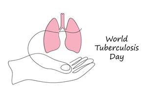 World Tuberculosis Day drawn in one continuous line. One line drawing, minimalism. vector