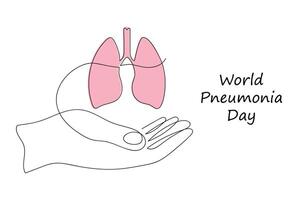 World Pneumonia Day in one continuous line. One line drawing, minimalism. illustration. vector