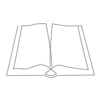 Book drawn in one continuous line. One line drawing, minimalism. vector