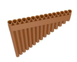 Pan flute isolated on background. 3d rendering - illustration png