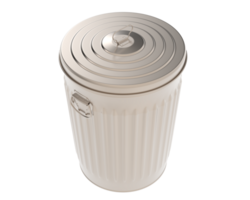 Metallic trash bin isolated on background. 3d rendering - illustration png