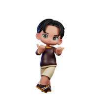 un dibujos animados personaje con un marrón camisa y marrón pantalones cortos señalando a lado actitud png