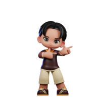 A Cartoon Character with a Brown Shirt and Brown Shorts Pointing Left Pose png