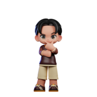 un dibujos animados personaje con un marrón camisa y marrón pantalones cortos haciendo curioso actitud png