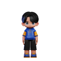 Boy with A Blue Jacket and Black Shorts Standing Cool Pose png