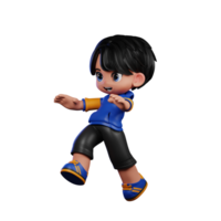 Boy with A Blue Jacket and Black Shorts Doing Jump Pose png