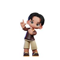 A Cartoon Character with a Brown Shirt and Brown Shorts Pointing Up Pose png