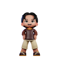 A Cartoon Character with a Brown Shirt and Brown Shorts Standing Laugh Pose png