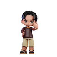 un dibujos animados personaje con un marrón camisa y marrón pantalones cortos señalando a él actitud png