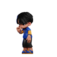 Boy with A Blue Jacket and Black Shorts Standing Sad Pose png