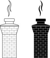outline silhouette brick chimney icon set vector