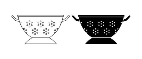 side view colander icon set isolated on white background vector