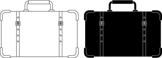 outline silhouette briefcase icon set vector