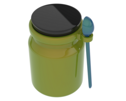 Jar with spoon isolated on background. 3d rendering - illustration png