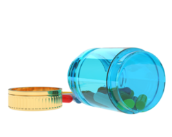 Bottle with pills isolated on background. 3d rendering - illustration png