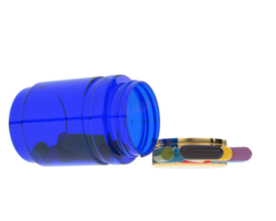 flaska med piller isolerat på bakgrund. 3d tolkning - illustration png