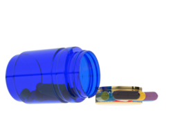 Bottle with pills isolated on background. 3d rendering - illustration png