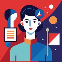 Asymmetric and minimalist abstract portrait, diversity concept in flat style vector