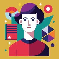 Asymmetric and minimalist abstract portrait, diversity concept in flat style vector