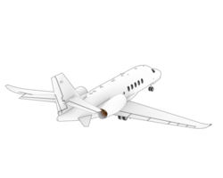 privado avión aislado en antecedentes. 3d representación - ilustración png