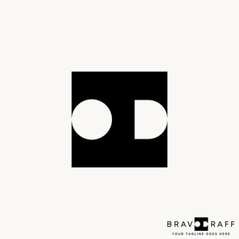 Logo design graphic concept creative premium stock abstract letter initial OD with negative space square. Related to monogram typography brand vector