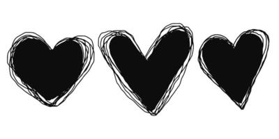 Doodle hearts on set. hand drawn style. love symbol vector