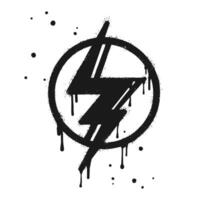 Spray painted graffiti Electric lightning flash, Lightning bolt in black over white. Drops of sprayed thunder bolt symbol. isolated on white background vector