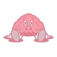 Funny cartoon character of brain, mental health matters. Can be used as Sticker, posters, prints. Retro cartoon style. illustration vector