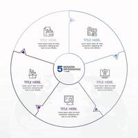 Blue tone circle infographic with 5 steps, process or options. vector