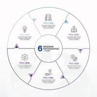 azul tono circulo infografía con 6 6 pasos, proceso o opciones vector