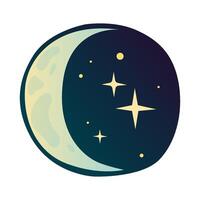 Space lunar eclipse and solar eclipse. Cute illustrations in flat style vector