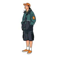 illustration outfit jacket and cargo pants vector