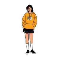 illustrator outfit yellow hoodie and short skirt vector
