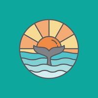 Sunset with whale tail combination vector