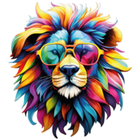 colored lion head png