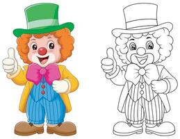 Cute Clown Give a Thumb Up Coloring Illustration vector
